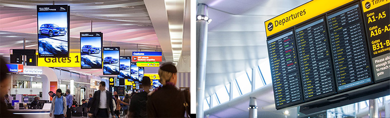 Flight information displays in a airport terminal